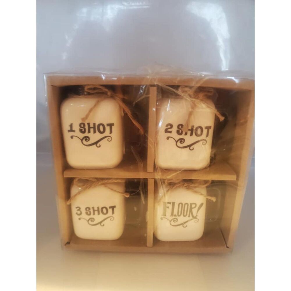 Mason Jar Shot Glasses Set of 4 Ceramic Barware Drinking Games